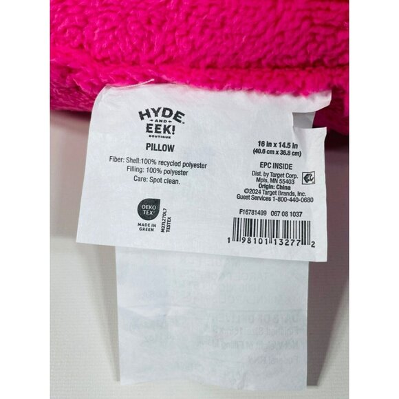 Hyde & EEK! Faux Shearling 16" Halloween PUMPKIN Throw Pillow Pink - Picture 7 of 7